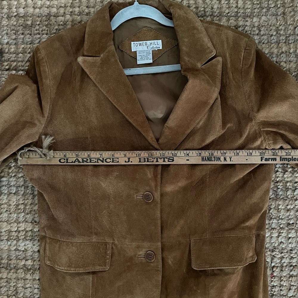 Women's Vintage Suede Camel Blazer Jacket Large - Picture 8 of 10